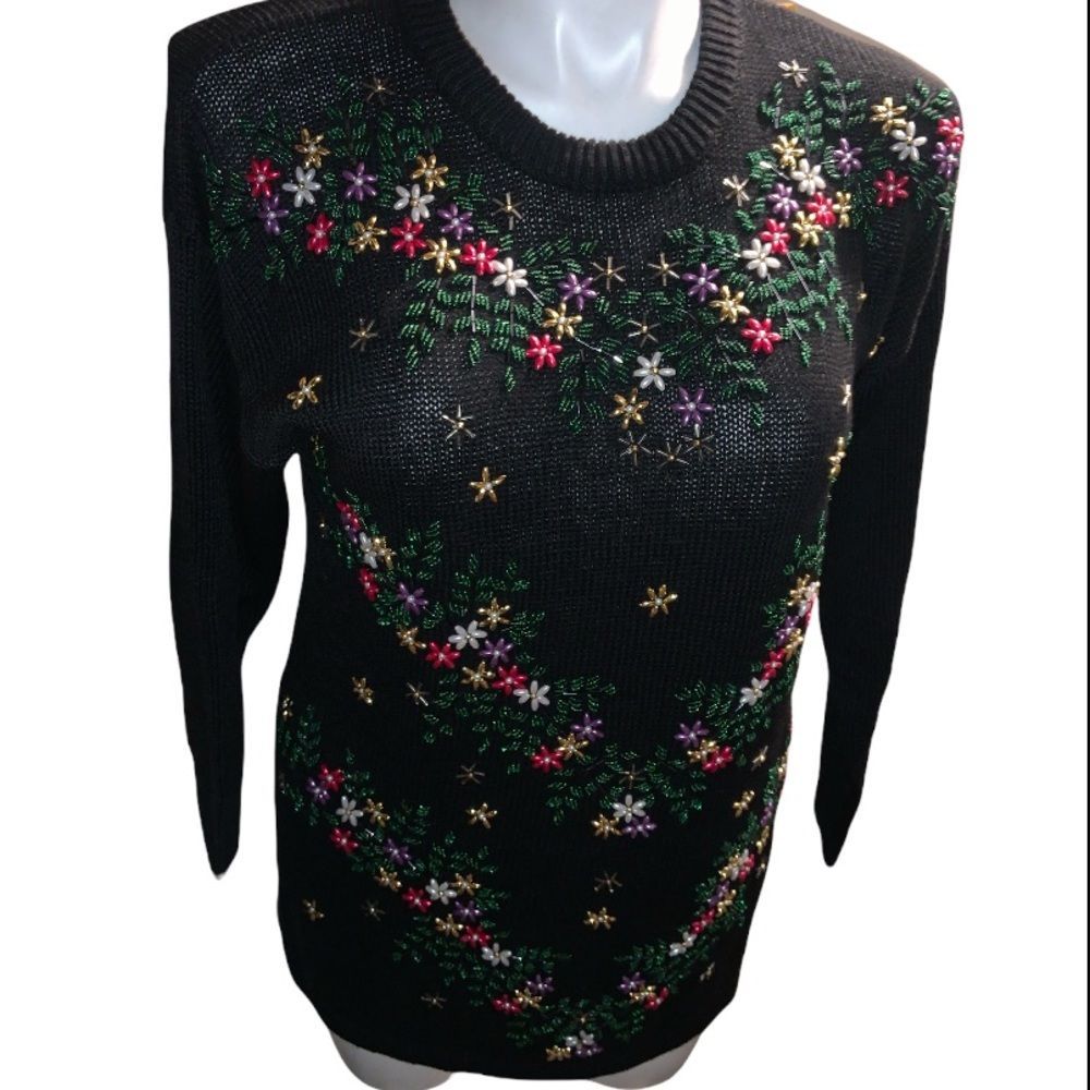 Vintage The Nutcracker Beaded Christmas Sweater Size Medium